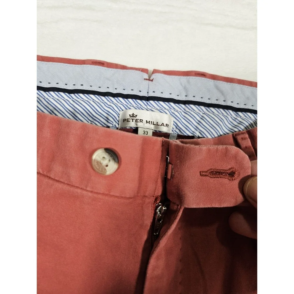 Peter Millar‎ Men's Pima Cotton Pants Slacks Peru Made MF17B48 Size 33 Dark Pink - Picture 5 of 15